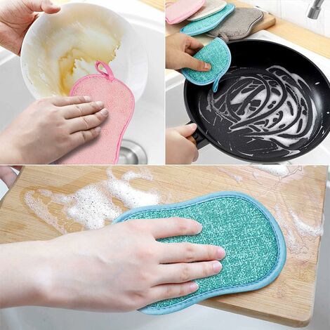 20 Pcs Dishwashing Sponge, Double Sided Round Scrubber Rag Dish Pad for Home Kitchen Cleaning Tool(Random Color)