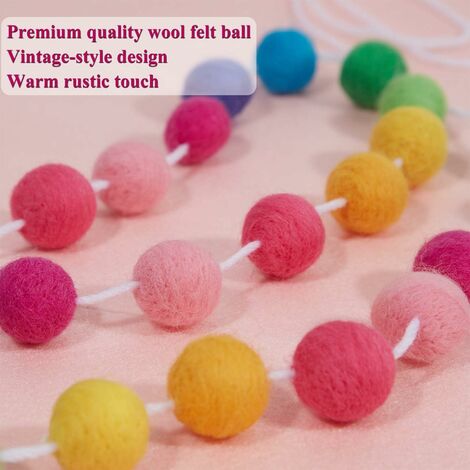 2 cm Felt Balls. Wool Pom pom Nursery Garland Decoration. Pure