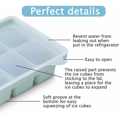 2PCS Ice Cube Tray Silicone Ice Cube Tray with Lid Stackable Ice Cube Molds