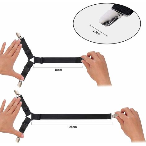 4Pcs Grippers Suspender Cord Hook Loop Clasps Adjustable Bed Sheet