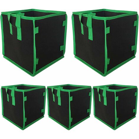 VIVOSUN 5 Pack 10 Gallon Square Grow Bags, Thick Fabric Bags with Handles 