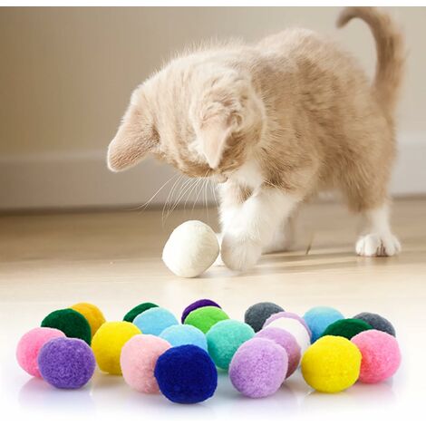 Cat Toy Balls, Soft Cat Balls Kitten Pom poms Ball Cat Play Toy Indoor ...