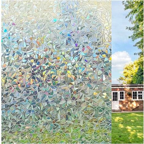 Stained Glass Rainbow Window Film Privacy: 3d Window Film Non-adhesive  Static Cling Glass Film Decorative (44.5*200cm)