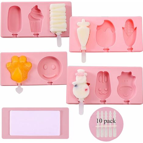 Ice Pop Molds Silicone Popsicle Molds 4 Cavities Homemade Ice