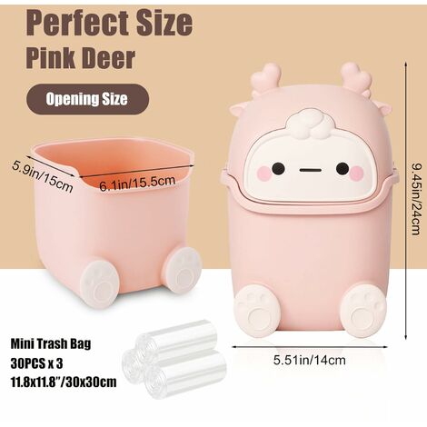 Mini Table Trash Can with 3 Trash Bags, Animal Table Trash Can