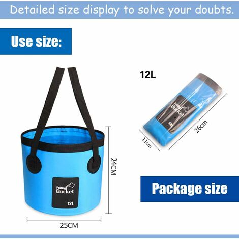 Collapsible Bucket with Handle, Portable Folding Buckets for Cleaning,  Space Saving Water Container for Gardening, Camping, Fishing, Outdoor  Survival, Round 