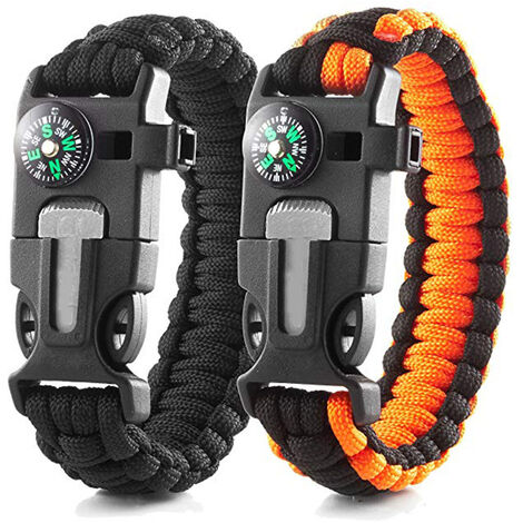 Survival Bracelets, Survival Paracord Kits with Compass, Whistle
