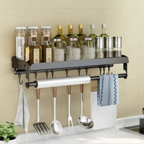 1pc Transparent Acrylic Kitchen Spice Rack Organizer With Accessories For  Wall-mounted Installation, Large Capacity Storage Shelf