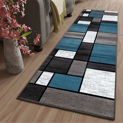 Red Black White Geometric Patterns Kitchen Rugs and Mats Set of 2,Modern  Decoration Style Kitchen Mat Non-Slip Absorbent Mats for Sink Waterproof