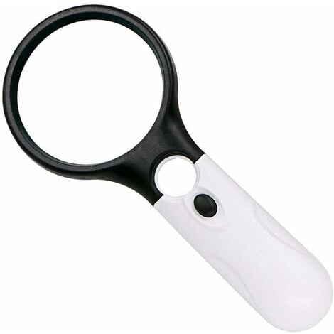 1pc 3-led Lighted Magnifying Glass With 4 Color Options, Double Lens  75mm/3x & 45x Zoom, Handheld Reading Magnifier For Elderly, Fixing, Coins  Examination
