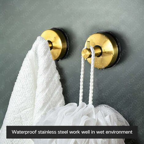 Shower Suction Cup Hooks Bathroom Towel Suction Holder Metal Coat Hook  Heavy Duty Organizer for Kitchen/Bathroom/Restroom 304 Stainless Steel,  Brushed Finish (2 Pack)