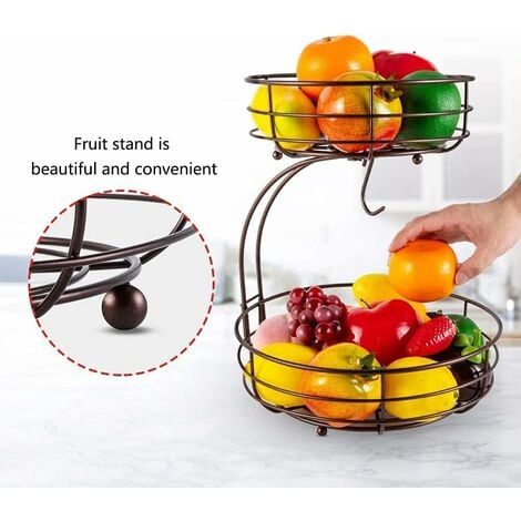 Chefarone Fruit Bowl for Kitchen Counter - Fruit Basket for Kitchen  Countertop - Black Fruit Bowls Vintage Style - Keeps Fruits and Vegetables  Fresh 