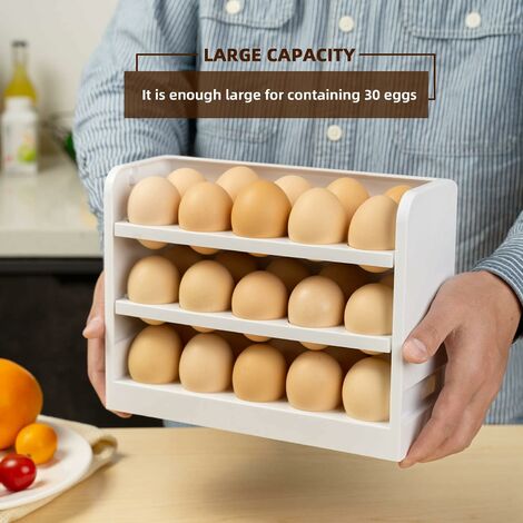 30 Grid Egg Holder Rotating 3 Tiers Fridge Eggs Organizer Space