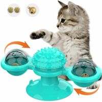 Windmill Cat Toy with Suction Cup, Interactive Cat Toys for Indoor Cats, Cat  Self Cleaning Toothbrush Toy, Blue 