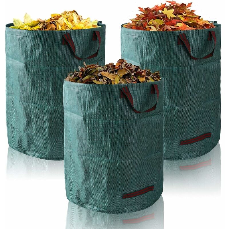 Gartenabfallsäcke, wiederverwendbare Gartensäcke, für 3 Müllabfuhr x und Gartenabfallsäcke grüne Gartensäcke robuste Griffen, die mit faltbare 272 l,
