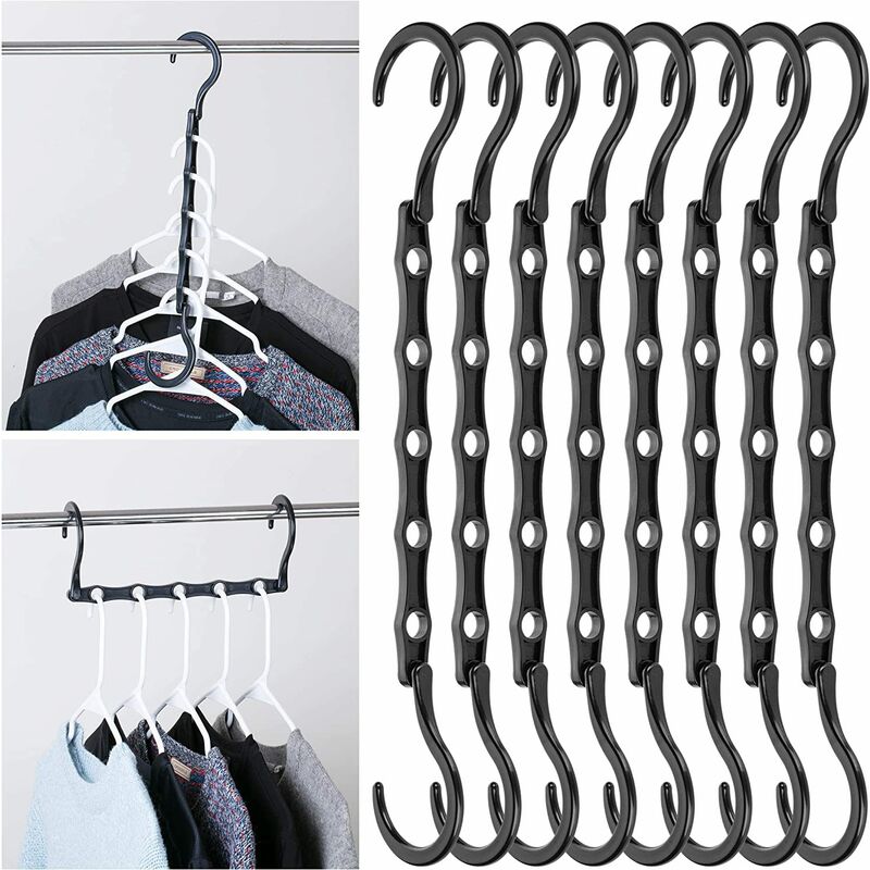 QtZOWnPkzT Magische Kleiderbügel, 10 platzsparende Haken, vertikale und  horizontale multifunktionale Kleiderbügel, um 360° drehbarer  Kleiderschrank-Organizer, sparen Sie dreimal mehr Platz für die Auf
