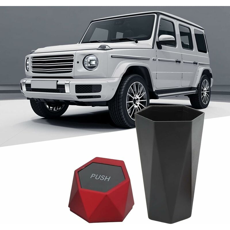 Mini-Auto-Mülleimer, Mülleimer mit wasserdichtem Deckel, rot, stilvoll,  vielseitig einsetzbar für Fahrzeuge, Zuhause, Küche