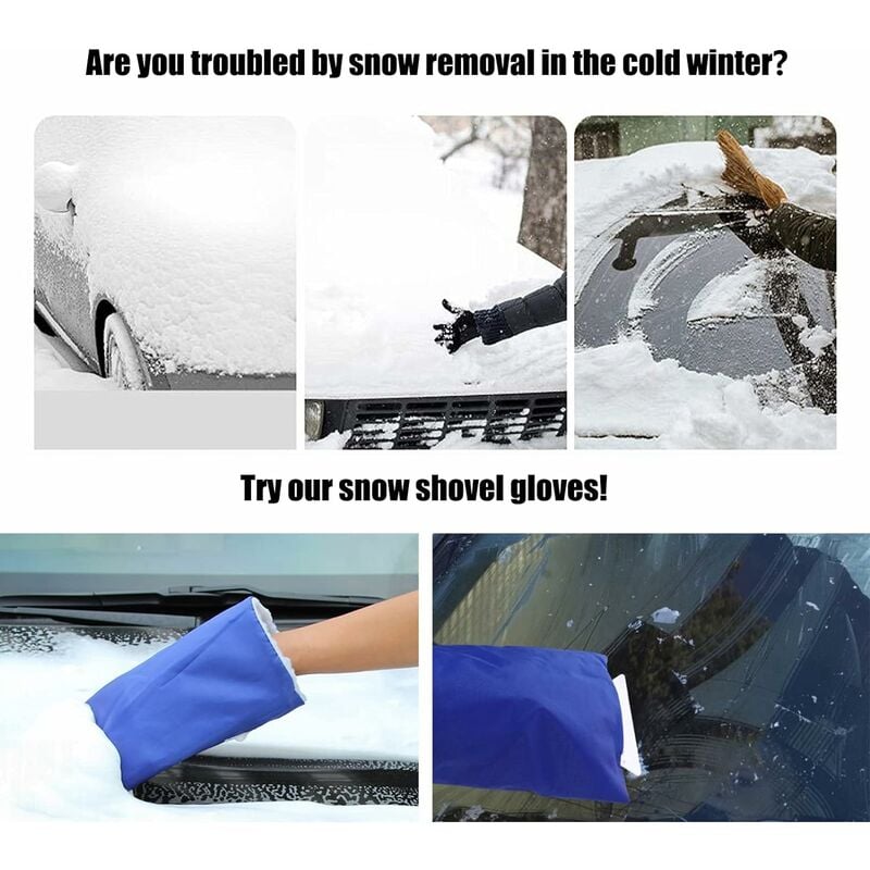 2 Stück Auto-Fensterschaber, Eiskratzer mit Handschuh, Schneebürste, warme  Baumwollauskleidung, ABS-Glas-Eiskratzer für Auto, SUV/LKW,  Windschutzscheibe für Eis, Schnee (rot und blau)