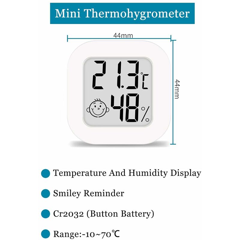 Innen-Hygrometer-Thermometer, 4 Stück Mini-Digitalthermometer mit hoher  Genauigkeit, tragbarer Temperatur- und Luftfeuchtigkeitsmonitor -50 ℃ 70 ℃  für Garderobe/Lager/Babyzimmer/Wohnzimmer