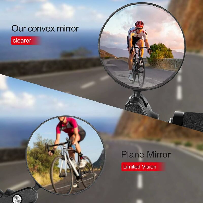 Fahrrad-Rückspiegel, HD-konvexer Fahrrad-Rückspiegel, Glasspiegel, 360°  drehbar, verstellbar, Weitwinkel-Lenkerhalterung, Fahrradspiegel, Schwarz,  Paar