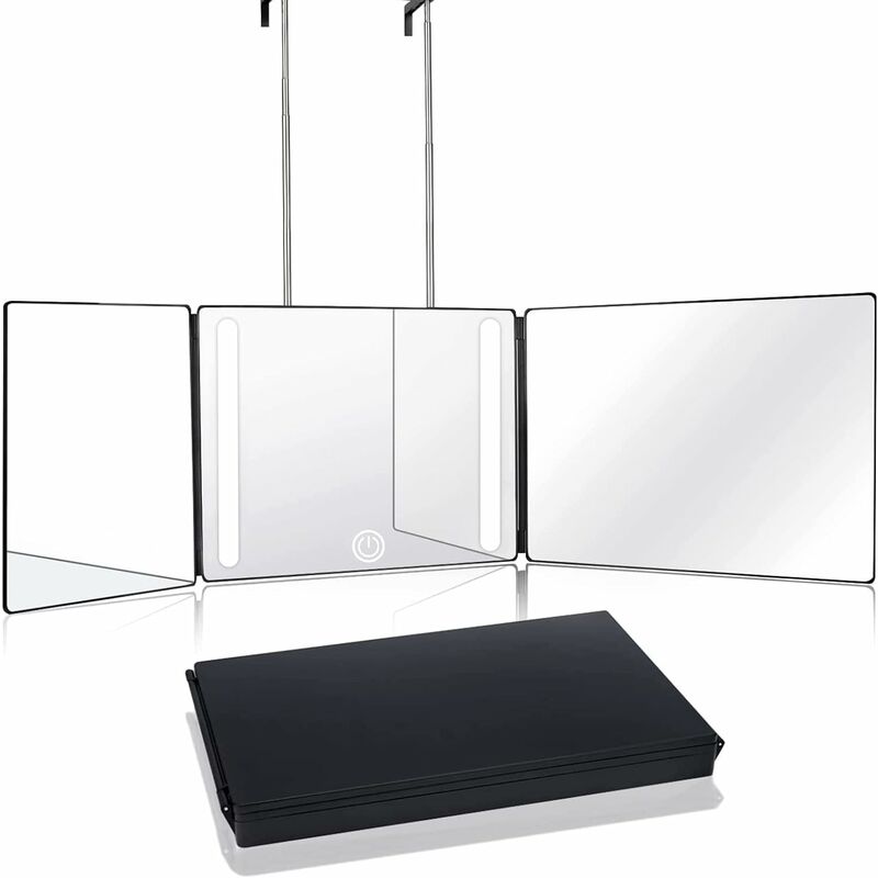 360 Grad Spiegel, 3-Wege-Spiegel mit Halterungen, Verstellbarer  Rasierspiegel