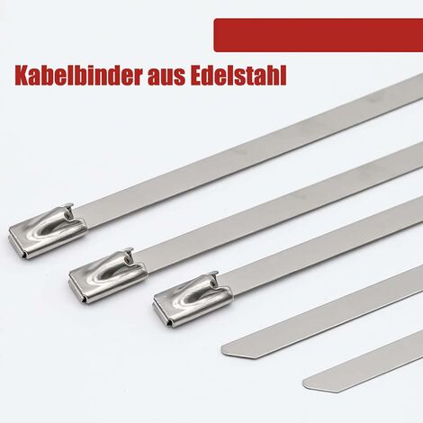 100 Stück robuste Kabelbinder, Edelstahl-Kabelbinder