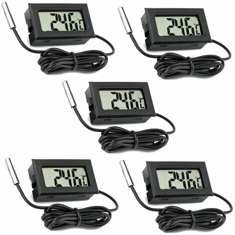 5er-Pack digitales LCD-Thermometer mit externer Sonde für Auto -Kühlschrank-Gefrierschrank-Aquarium