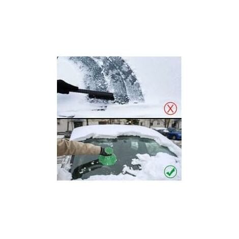LITZEE Eiskratzer und Besen, 25 x 14 cm, Auto-Windschutzscheiben-Schaber,  tragbar, spurlos, 2-in-1-Eiskratzer mit Wischer, rostfreier Schaber für  Fenster, Mikrofaser-Autowaschhandschuh