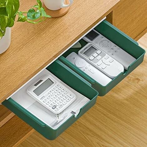 2-teilige Untertischschublade, Schubladen, Schubladenaufbewahrung,  Aufkleber-Schubladen-Aufbewahrungsbox, Schreibtisch-Organizer, versteckte  Schubladenbox grün