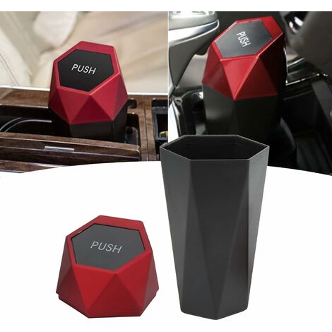 Mini-Auto-Mülleimer, Mülleimer mit wasserdichtem Deckel, rot, stilvoll,  vielseitig einsetzbar für Fahrzeuge, Zuhause, Küche