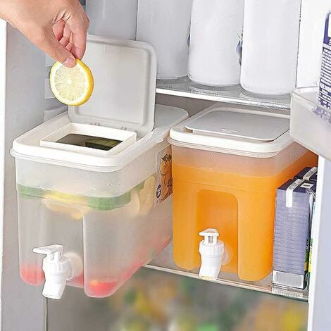 4L-Getränkespender mit Wasserhahn, Kühlschrank-Wasserspender mit  Wasserhahn, großes Fassungsvermögen, nachfüllbarer Kunststoff- Getränkespender mit Deckel