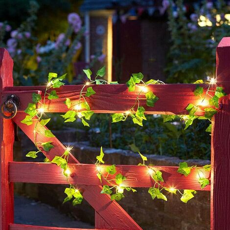 Künstlicher Efeu, 10 grünem Party-Dekoration LED-Lichterkette künstliche Zuhause, Hochzeit, mit Blatt, LEDs und 100 m Garten, mit Ahornblatt-Lichterkette, Ranken Pflanzen für