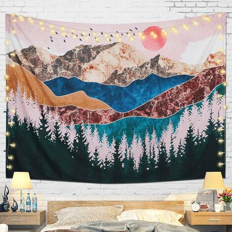 Wandteppich Sonne und Mond, Wandbehang, indisches Mandala, Bohemian-Hippie-Decke, Wanddekoration für Schlafzimmer, Wohnzimmer, Strandtuch (bunt,