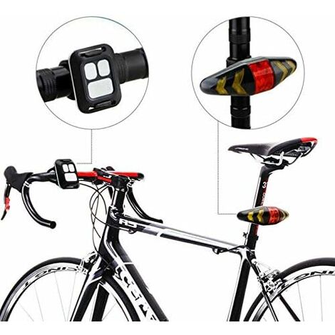 Fahrrad-Rücklicht, LED-Blinker mit kabelloser Fernbedienung, wiederaufladbar,  Multifunktionsmodi, wasserdicht, für MTB, Rennrad, Rücklicht – Schwarz