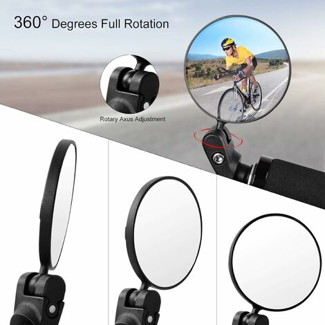 Fahrrad-Rückspiegel, HD-konvexer Fahrrad-Rückspiegel, Glasspiegel, 360°  drehbar, verstellbar, Weitwinkel-Lenkerhalterung, Fahrradspiegel, Schwarz,  Paar