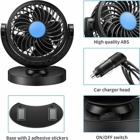 Mini-Elektroauto-Lüfter, 12 V, 360 Grad drehbar, starker Wind, Auto-Lüfter,  Auto-Klimaanlage, geräuscharm, tragbar