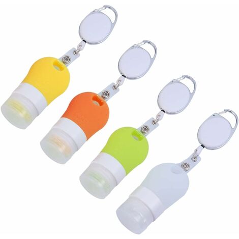 4-teiliges Mini-Lotion-Flaschen-Set, flüssiger Schlüsselanhänger, Flugzeug- Reiseflaschen, Reise-Kulturbehälter, Klappdeckel, zusammendrückbar,  tragbar, Kosmetik