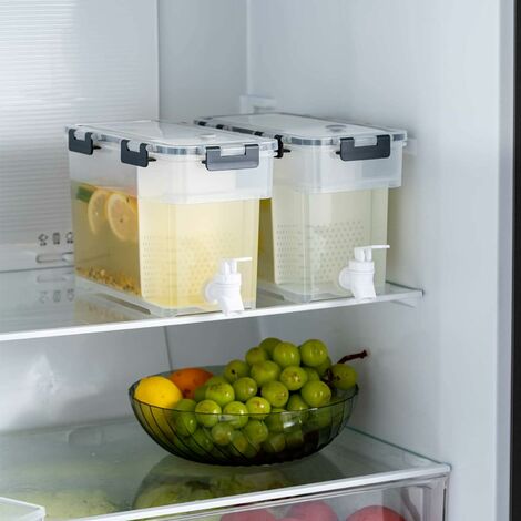 Getränkespender aus Kunststoff, 3,5 l gekühlter Eimer mit Zapfhahn,  Eissaftspender, Limonade, perfekt für Kühlschrank, Obstteekanne