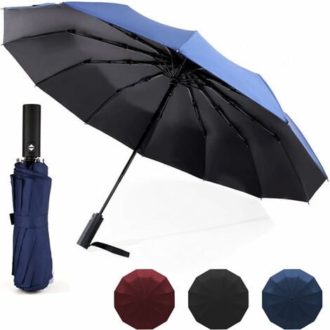 Reiseschirm, faltbarer, winddichter Regenschirm, leichtes Design, robuster  und tragbarer Regenschirm für Regen – einfacher Retro-Regenschirm, Blau