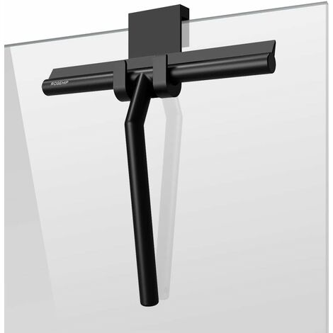 Duschabzieher, Badezimmerabzieher, mit Aufhängehaken, 21 cm schwarzer,  superlanger Griff für effektive Reinigung – Fensterabzieher für Badezimmer