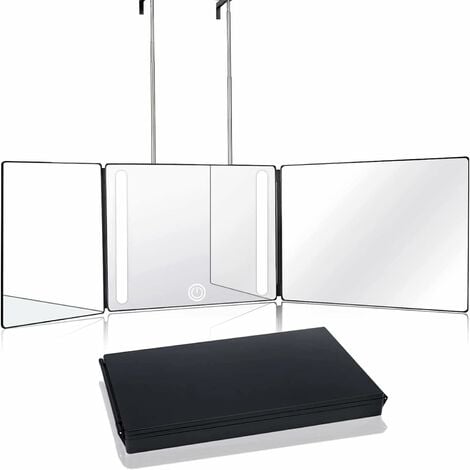360°-Spiegel, LED-Schminkspiegel, beleuchteter Schminkspiegel, 360-Grad-Haarspiegel,  360-Grad-Spiegel, Herren-Frisurenspiegel mit