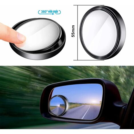 Weitwinkel-Rückspiegel, Auto-Toter-Winkel-Spiegel, 2 Stück, 360° rund,  konvex, Weitwinkel für Auto, langlebig