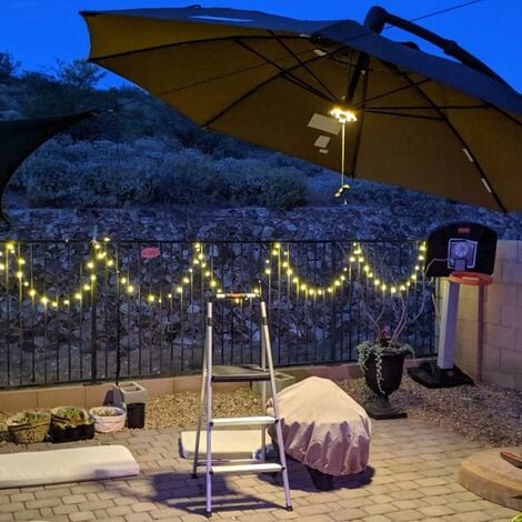 LED-Sonnenschirmleuchte mit 28 LEDs, weißes Licht für Garten, Strand,  Outdoor, Grillen, Party, Camping, Befestigung an
