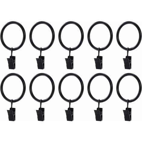50 Stück rostfreie Gardinenringe mit Klammern aus Metall Gardinenklammern  Haken (schwarz)