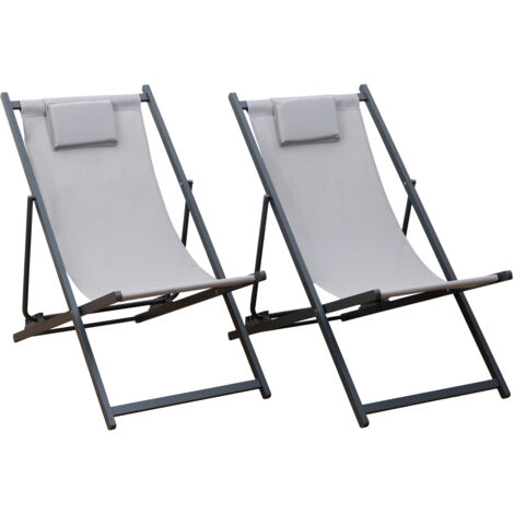 Set di 2 poltrone reclinabili CYPRUS - struttura in textilene grigio/carbone