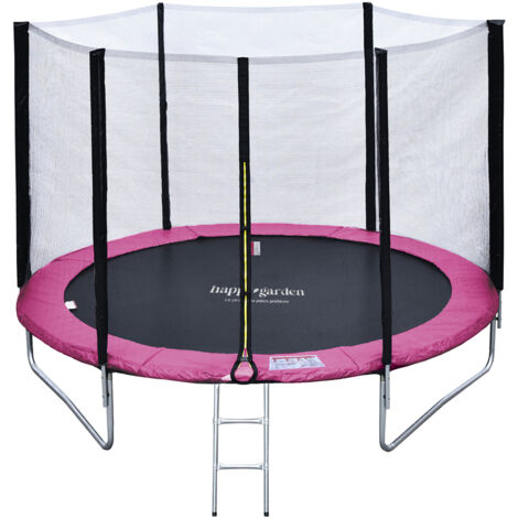 Premium Pack Trampolino 245cm reversibile rosa/grigio CANBERRA + rete, scala, copertura e kit di ancoraggio