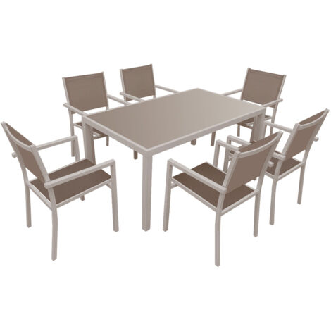 Set di mobili da giardino BERGAMO in textilene taupe 6 posti - alluminio taupe