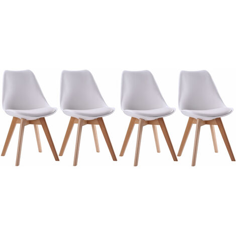 Set di 4 sedie scandinave bianche NORA con cuscino