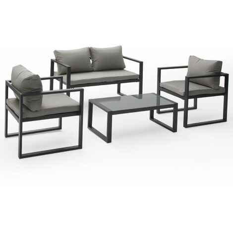 Set di mobili da giardino IBIZA in tessuto grigio 4 posti - alluminio antracite