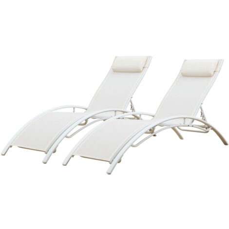 Set di 2 sedie a sdraio GALAPAGOS in textilene bianco - alluminio bianco